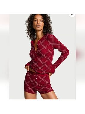 New Victoria Secret Soft Thermal Henley Short Pajama Set